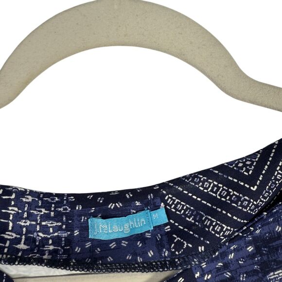 J McLaughlin 3/4 Sleeve Catalina Cloth Blouse Blue Patchwork Boho Womens Medium - Picture 3 of 6